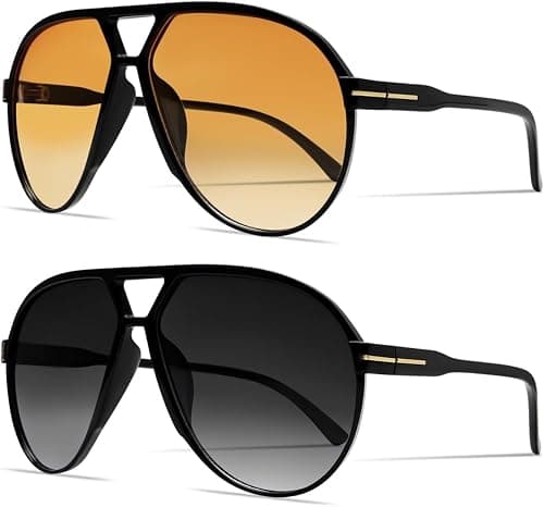 GUVIVI Retro Aviator Sunglasses for Women Men Oversized Classic 70s Vintage Trendy Tangle Free Square Aviators Sun Glasses على Amazon.ae - متتبع الأسعار