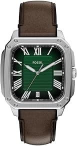 Fossil FS6150 Crosby Analogue Wrist Watch for Men, 42 mm Case Size, Silver/Brown - Best Deal Finder