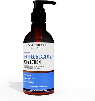 Dr. Sheth’s Tea Tree & Lactic Acid Body Lotion with Salicylic Acid & Liquorice Extract | Exfoliating Body Lotion for Body Acne & Uneven Skin Tone | Moisturizing Lotion for Skin Smoothness, 200ml على Amazon.ae - متتبع الأسعار