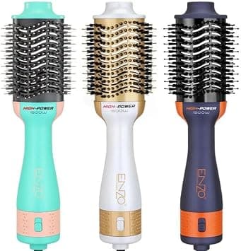 ENZO EN-4134 3-in-1 Electric Hair Styling Comb – Italian Brand | Negative Ion Technology | Fast Drying, Curling, Straightening & Volumizing - Intl Version - Purple على Amazon.ae - متتبع الأسعار