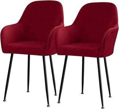 Set of 2/4/6 Velvet Dining Chair Covers Slipcovers with Wingback Arms, Stretch Office Chair Slipcovers Moderne Curved Dining Chair Protector Covers, for Bar Party Armchair (Color : Red, Size : 2) على Amazon.ae - متتبع الأسعار