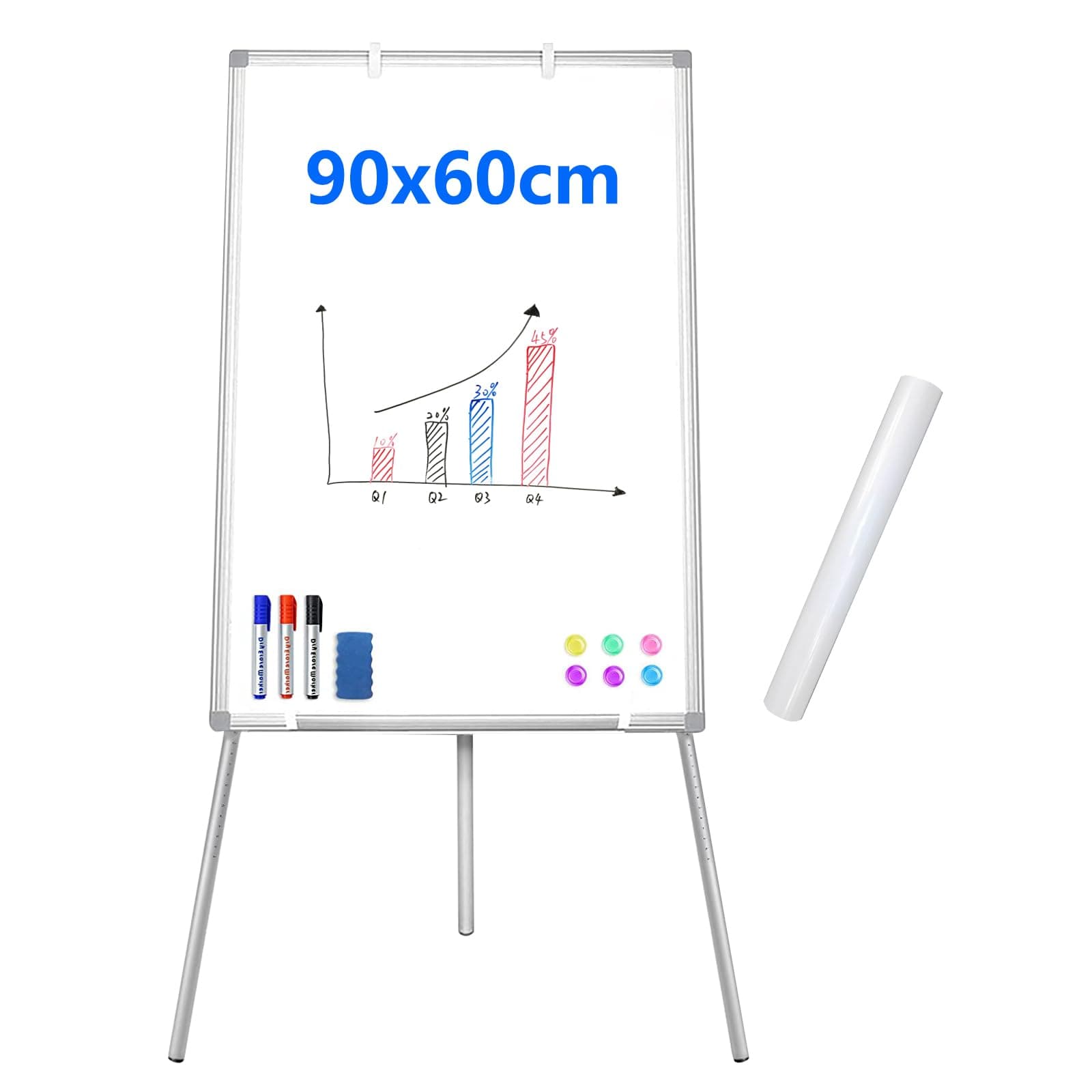 JUMUBOARD Stand Whiteboard, Magnetic Dry Erase Board with Easel, Foldable Adjustable Height Tripod, Suitable for Office, Home, Classroom, Includes Accessories and Whiteboard Paper (25 Sheets), 90x60cm on Amazon.ae - Price Tracker