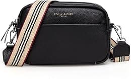 Crossbody Bag for Women Genuine Leather Wide Strap Shoulder Bag Purse Trendy Design Camera Crossbody Purse Top Zip - Best Deal Finder