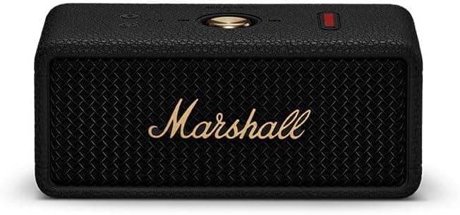 Marshall Emberton III Portable Bluetooth Speaker - Water Resistant Wireless Speaker Portable Speaker with 32+ Hours of Playtime - Black and Brass - Best Deal Finder