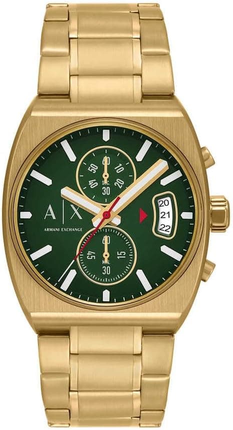Armani Exchange Watch for Men, Quartz Chronograph Movement and 40 mm Case Size with Stainless Steel Strap, Gold Tone and Green on Amazon.ae - Price Tracker