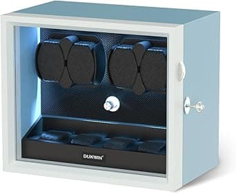 DUKWIN Watch Winder for 4/6/8/12 Automatic Watches,Lockable Automatic Winders with Extra 4/6 Watch Storages, 4 Rotation Modes, Quiet Mabuchi Motor, Flexible Watch Pillows and Blue Backlight on Amazon.ae - Price Tracker