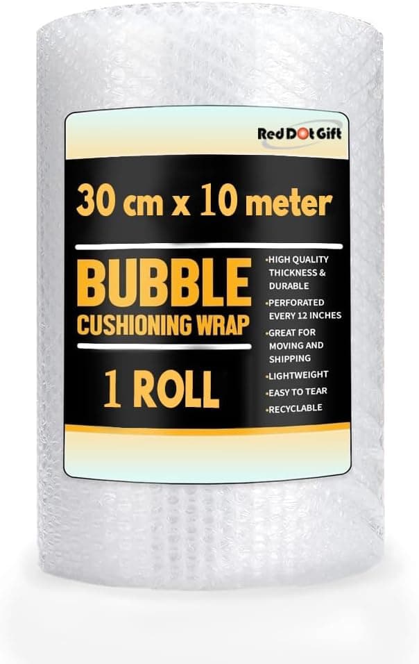 Red Dot Gift 1 Roll 30 cm x 10m Bubble Cushioning Wrap for Moving &amp; Shipping - for Extra Protection Packaging Boxes &amp; Mailers - Clear Bubble Roll Moving Supplies (30cm X 10M) on Amazon.ae - Price Tracker