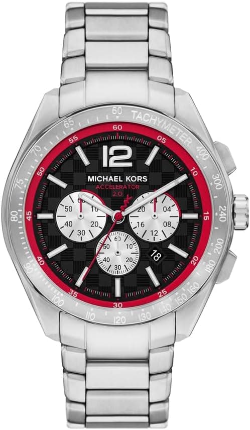 Michael Kors Accelerator 2.0 Round Shape Chronograph Quartz Watch for Men, 44 mm Diameter, Silver/Black on Amazon.ae - Price Tracker