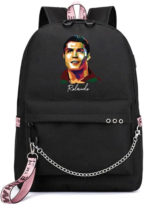 Football Super Hero Ronaldo Printed Backpack - Perfect for Football Sports Fan for School - Travel Bag with USB Charging Port For Boys on Amazon.ae - Price Tracker