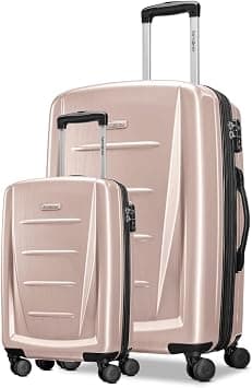 Samsonite Winfield 2 2 Pc Set (57 + 80 cm), 4 Spinner Wheels, Polycarbonate, Rose Gold|Cross Ribbons|Expandable|Inner Mesh Zippered Pocket|TSA Lock - 3 Years International Warranty on Amazon.ae - Price Tracker