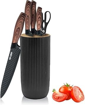 Knife Set, 6-Piece Black Professional Kitchen Knife Set for Chef, Super Sharp Knife Set with Universal Knife Block, Anti-Rust Stainless Steel Kitchen Knife Block Set, Ergonomical Design (Black) on Amazon.ae - Price Tracker