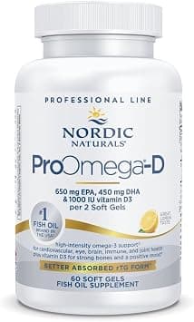 Nordic Naturals ProOmega-D, Lemon Flavor - 60 Soft Gels - 1280 mg Omega-3 + 1000 IU D3 - High-Potency Fish Oil - EPA & DHA - Brain, Eye, Heart, Joint, & Immune Health - Non-GMO - 30 Servings on Amazon.ae - Price Tracker