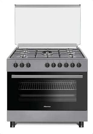 Hisense HGI9B20S, 90 cm Freestanding Gas Cooker With Dual Fan, 105 Liters Multifunction Oven, Mate enameled Pan Support, One Hand Ignition, Stainless Steel, 1 Year Warranty على Amazon.ae - متتبع الأسعار