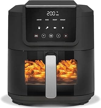 Nutricook Air Fryer Slim, 5L, 1KGs, Large Basket, Space-Saving Slim Design, Air Fry, Bake, Reheat, with 5 Presets, Clear Window & Light, AFS100, Black, 1500 Watts, 2 Years Warranty on Amazon.ae - Price Tracker