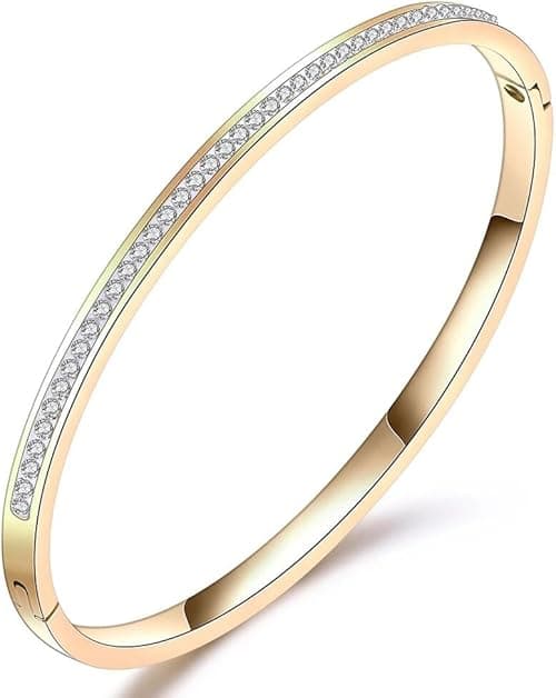 Shining Diva Fashion 18K Gold Plated Stainless Steel Openable Crystal Bracelet | Latest Stylish Cuff Bangle | Love Friendship Couples Gifts for Women Girls Mother Sister Wife Girlfriend on Amazon.ae - Price Tracker