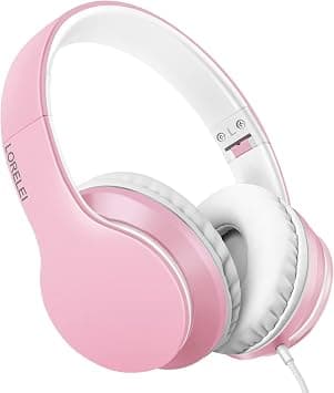 LORELEI X6 Over-Ear Headphones with Microphone, Lightweight Foldable & Portable Stereo Bass Headphones with 1.45M No-Tangle, Wired Headphones for Smartphone Tablet MP3 / 4 (Pearl Pink) on Amazon.ae - Price Tracker