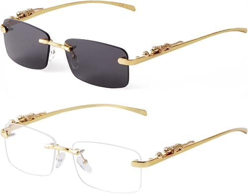 Small Narrow Rimless Sunglasses Fashion Frameless Rectangle 90s Tinted Glasses Shades for Women Men on Amazon.ae - Price Tracker