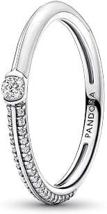 PANDORA ME Ring mit Pavé- und weißer Partie, Sterlingsilber, mit weißer Emaille und klarem Cubic Zirkonia - Best Deal Finder