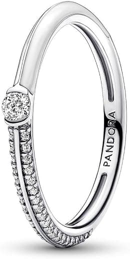 PANDORA ME Ring mit Pavé- und weißer Partie, Sterlingsilber, mit weißer Emaille und klarem Cubic Zirkonia - Best Deal Finder