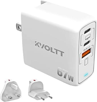 65w charger type C- 67W Gan charger Adapter, 3 ports USB C Charger Travel Charger with US/UK/EU Plug, Compatible with i Phone 16 Pro Max/15 MacBook Pro/Air laptop iPad, Galaxy S24/S23 (White 2) on Amazon.ae - Price Tracker