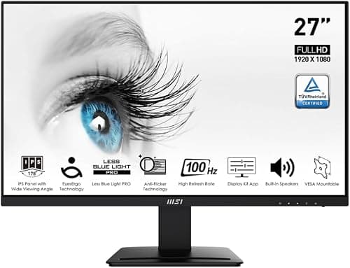 MSI Pro MP273A, 27", 1920 x 1080 (FHD), IPS, 100Hz, TUV Certified Eyesight Protection, 4ms, Displayport, HDMI, Tilt, Black on Amazon.ae - Price Tracker