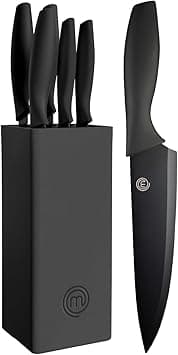 MasterChef Kitchen Knife Set, Taco Holder, Universal Bread, Onions, Chef, Meat and Peeler Set, Stainless Steel, 5 Pieces, Black, Stainless Steel, Black, Soft Touch on Amazon.ae - Price Tracker