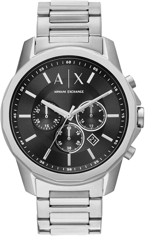 Armani Exchange Moonphase Multifunctional Watch for Men, at least 50% Recycled Stainless Steel, 44 mm Case Size on Amazon.ae - Price Tracker