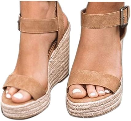 VICKI·VICKI Women's Platform Wedges heels Sandals Wedge Espadrilles Ankle Strap على Amazon.ae - متتبع الأسعار