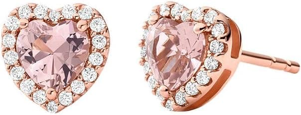 MICHAEL KORS Ladies 14K Rose Gold-Plated Sterling Silver Heart-Cut Stud Earrings MKC1519A2791 - Best Deal Finder