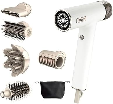 Shark SpeedStyle Rapid Gloss Finisher and High Performance Dryer with Storage Bag, 5 Styling Attachments, for All Hair Types, No Flying Hair or Heat Damage, White, HD352ME, 5 Years Warranty on Amazon.ae - Price Tracker