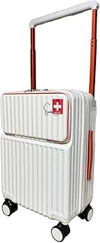 SWISSCASE 20 Inch Hardside Carry-On Luggage, Built-In TSA Lock, Cup Holder, USB Port, Wheels, SY0016 White on Amazon.ae - Price Tracker