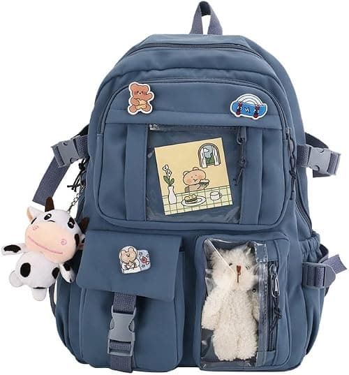 School bag, school bag leisure backpack middle school student laptop backpack, waterproof backpack, suitable as school bag, accessories plush pendant on Amazon.ae - Price Tracker
