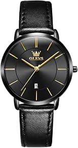 OLEVS Women Watches Ultra Thin 6.5mm Minimalist Dress Fashion Leather Strap Quartz Waterproof Casual Women Wrist Watch - Best Deal Finder