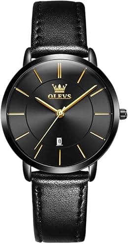 OLEVS Women Watches Ultra Thin 6.5mm Minimalist Dress Fashion Leather Strap Quartz Waterproof Casual Women Wrist Watch - Best Deal Finder