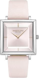 Kenneth Cole New York Modern Classic 30.5mm Women's Analog Pink Dial Watch with Pink Leather Strap - Best Deal Finder
