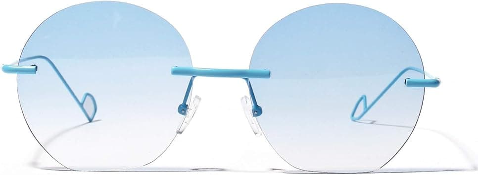 Round Borderless Pink Sunglasses Delicate Lens UV Protection Fashion Accessories Sunglasses for Women (Color : Blue) on Amazon.ae - Price Tracker