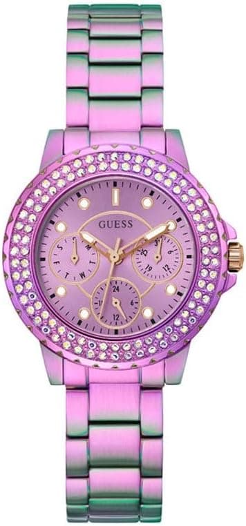GUESS Ladies Sport Crystal Multifunction 36mm Watch – White Dial Rose Gold-Tone Stainless Steel Case with Blue Silicone Strap on Amazon.ae - Price Tracker