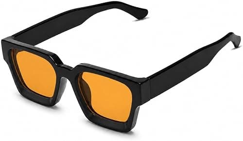 Thick Square Sunglasses for Men Women Retro Chunky Rectangle Shades Vintage Style Fashion Accessories على Amazon.ae - متتبع الأسعار
