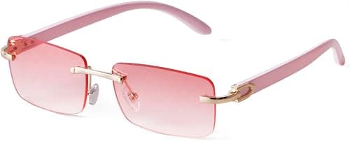 Fashion Rimless Sunglasses for Women Men Gangster Tinted Lens Frameless Shades Faux Buffalo Horn Glasses Rectangle Eyewear على Amazon.ae - متتبع الأسعار