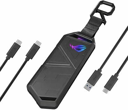محول حافظة روج ستريكس خارجي محمول من خليط معدني من الالمونيوم وذاكرة مستديمة ام 2 وSSD، USB 3.2 الجيل الثاني نوع سي (10 GB)، كيبلات USB C الى A، مفتاح ام/ بي + ام من اسوس - دليلك لأفضل العروض
