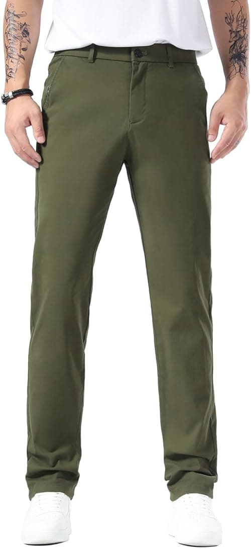 Plaid&Plain Men’s Slim Fit Khaki Pants Men’s Tapered Chino Pants on Amazon.ae - Price Tracker