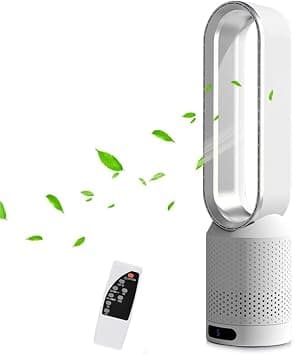 2 In 1 Bladeless Tower Fan Air Purifier 22 Inch Oscillating Standing Desk Fan With Remote Led Touch Screen 8 Speeds 120 Min Timer For Home Office Indoor Use White Silver on Amazon.ae - Price Tracker