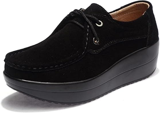 CrazySavage Women's Toning Rocker Walking Shoes Platform Suede Sneakers Slip On with Wedge Orthotic Insole Pain Relief Arch Support - متتبع أسعار Amazon.sa