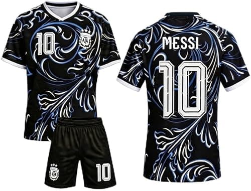 Argentina Away Style Soccer Jersey No.10, Youth Football Kit with Shorts, Kids Soccer Jersey Set, Breathable Training Uniform, Player-Inspired Sportswear, Ideal for Kids & Youth Training and Matches. على Amazon.ae - متتبع الأسعار