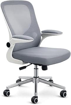 Multi Home Furniture Mesh Office Chair – Ergonomic Chair with Lumbar Support, Flip-Up Armrests, Adjustable Height, Gaming Chair, Swivel Desk Chair, Computer Chair, Office Chair for Home (White & Grey) على Amazon.ae - متتبع الأسعار