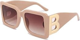 PORADAY Fashion Large Square Sunglasses for Women Men Trendy Black Thick Frame Luxury Designer Sun Glasses Modern Big Frame - Best Deal Finder