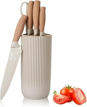 Knife Set, 6-Piece Khaki Professional Kitchen Knife Set for Chef, Super Sharp Knife Set with Universal Knife Block, Anti-Rust Stainless Steel Kitchen Knife Block Set, Ergonomical Design (Khaki) on Amazon.ae - Price Tracker