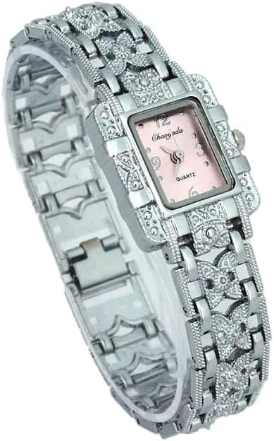 Watches - Women Watch Rectangle Dial Silver Stainless Steel Crystal Watches Fashion Quartz For Women ladies major Relojses Relojses on Amazon.ae - Price Tracker