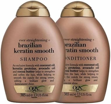 OGX Ever Straightening Shampoo & Conditioner with Brazilian Keratin, 385ml Pack of 2, Smooth & Silky Hair, Keratin Treatment for Frizz-Free, Straighter-Looking Hair on Amazon.ae - Price Tracker