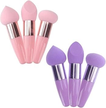 MAKINGTEC 6Pcs Powder Puff Mushroom Makeup Sponge with Handle Foundation Blending Beauty Sponge Dry & Wet Use for Powder Cream or Liquid Application, 3Pcs Pink and 3Pcs Purple on Amazon.ae - Price Tracker